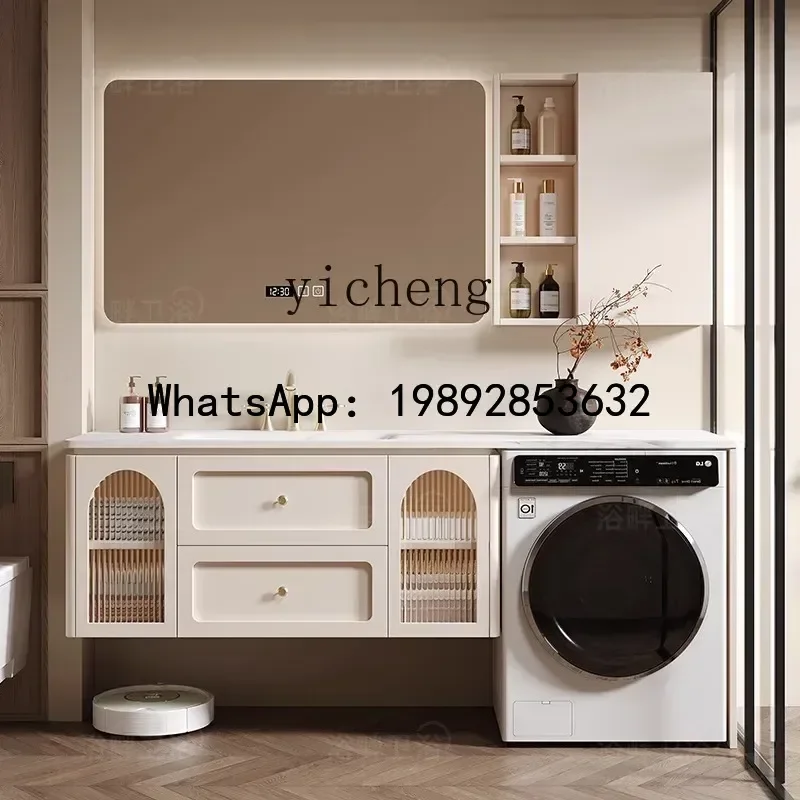 

Y1 Комбинированный шкаф для стиральной машины, французский шкаф для ванной комнаты, раковина из каменной плиты с горячей гибкой обработкой