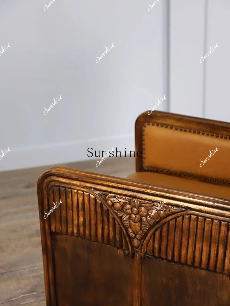 Retro single sofa photography props decoration homestay simple home  FT