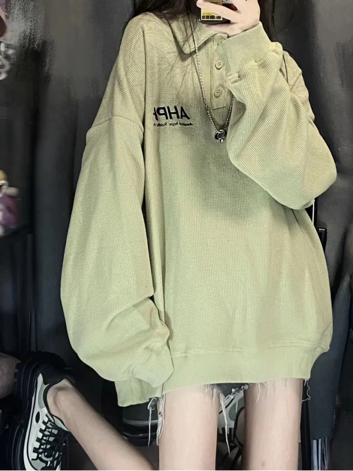 Damskie bluzy japońskie ubrania z rękawami hip-hopowe graficzne okrągłe ubrania oversize wiosenne urocze odzież sportowa crew basic