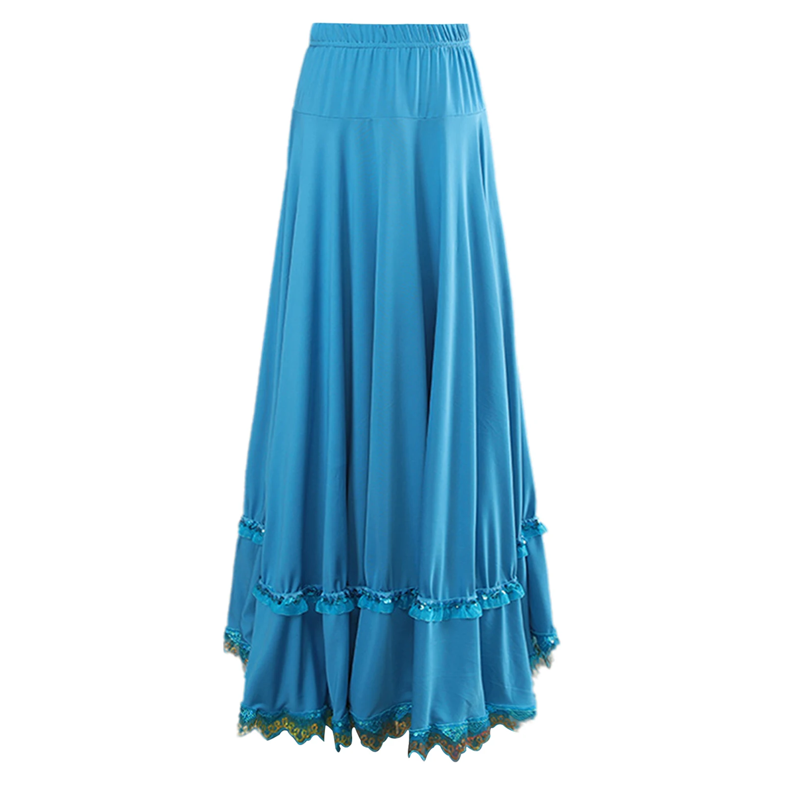 女性ダンス社交ラテンフラメンコダンススカート固体流れるマキシスカートバレエ社交エスニックダンスパフォーマンス衣装