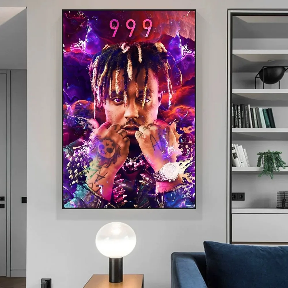 Singer Juice Wrld Rapper Poster Self-adhesive Art Retro Kraft Paper Sticker DIY Room Bar Cafe Vintage Decorative Painting