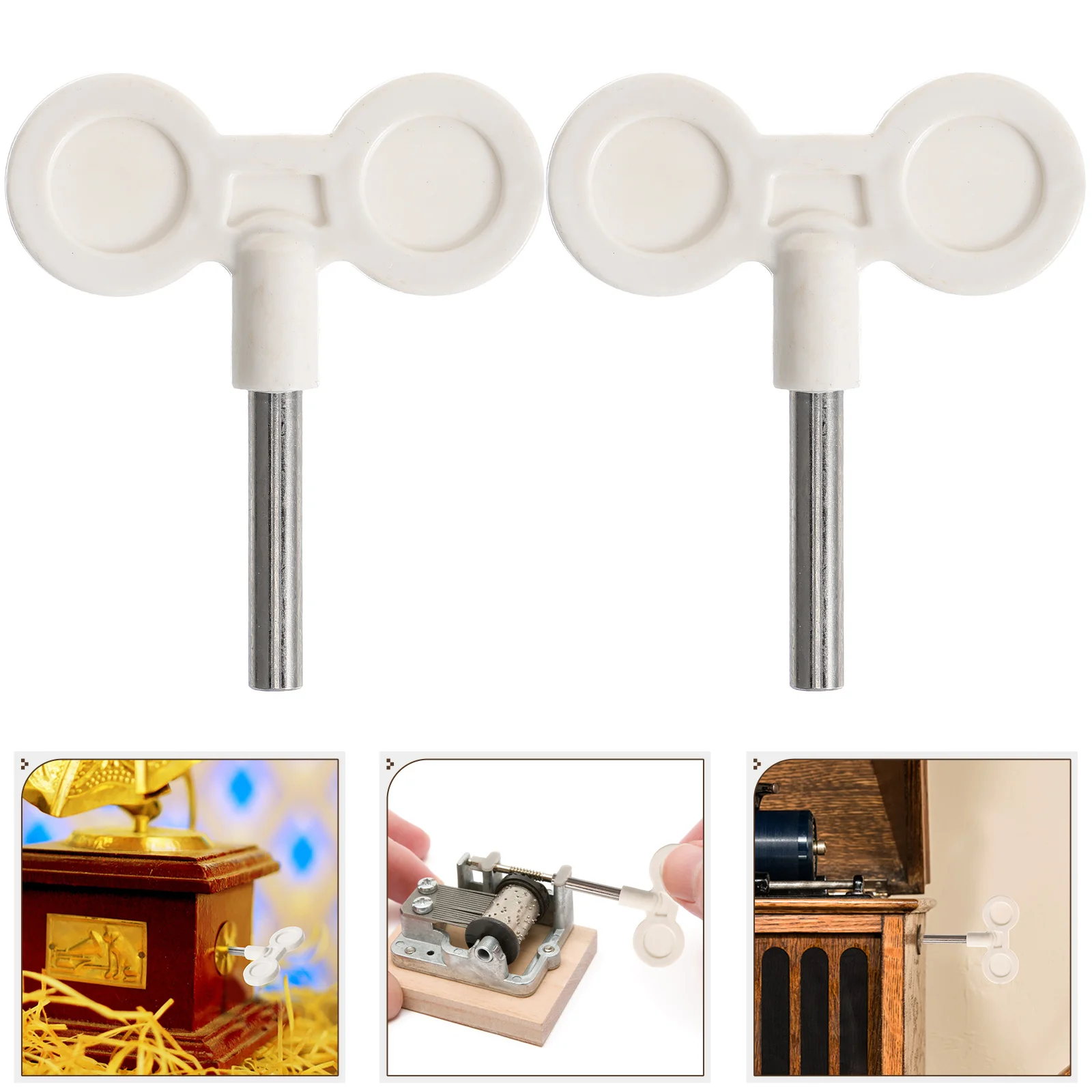 

2 Pcs Music Box Accessories Repair Winding Key Musical Mechanism Replace Crafts Metal