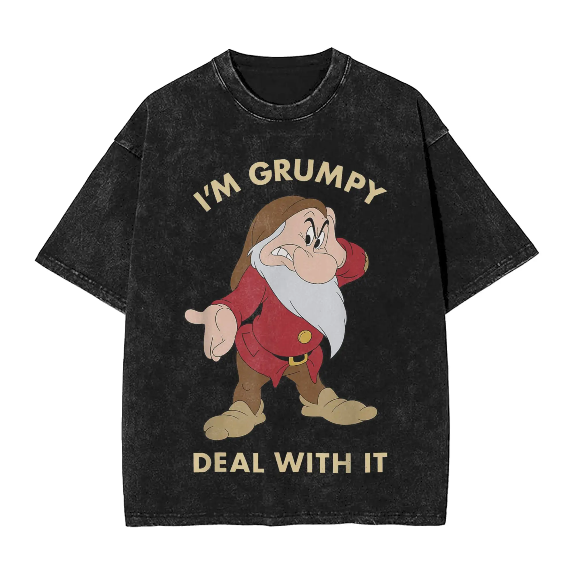 

Промытые футболки Белоснежная футболка Harajuku I'm Grumpy Deal With It Портретная уличная одежда Хлопковые летние топы Футболка для женщин