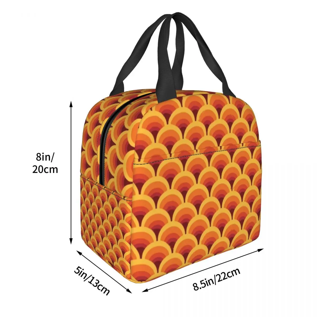 Orange Wave Gradient Retro Insulated Lunch Bag for Women Kids Portable Food Boxes Thermal Lunch Box Tote