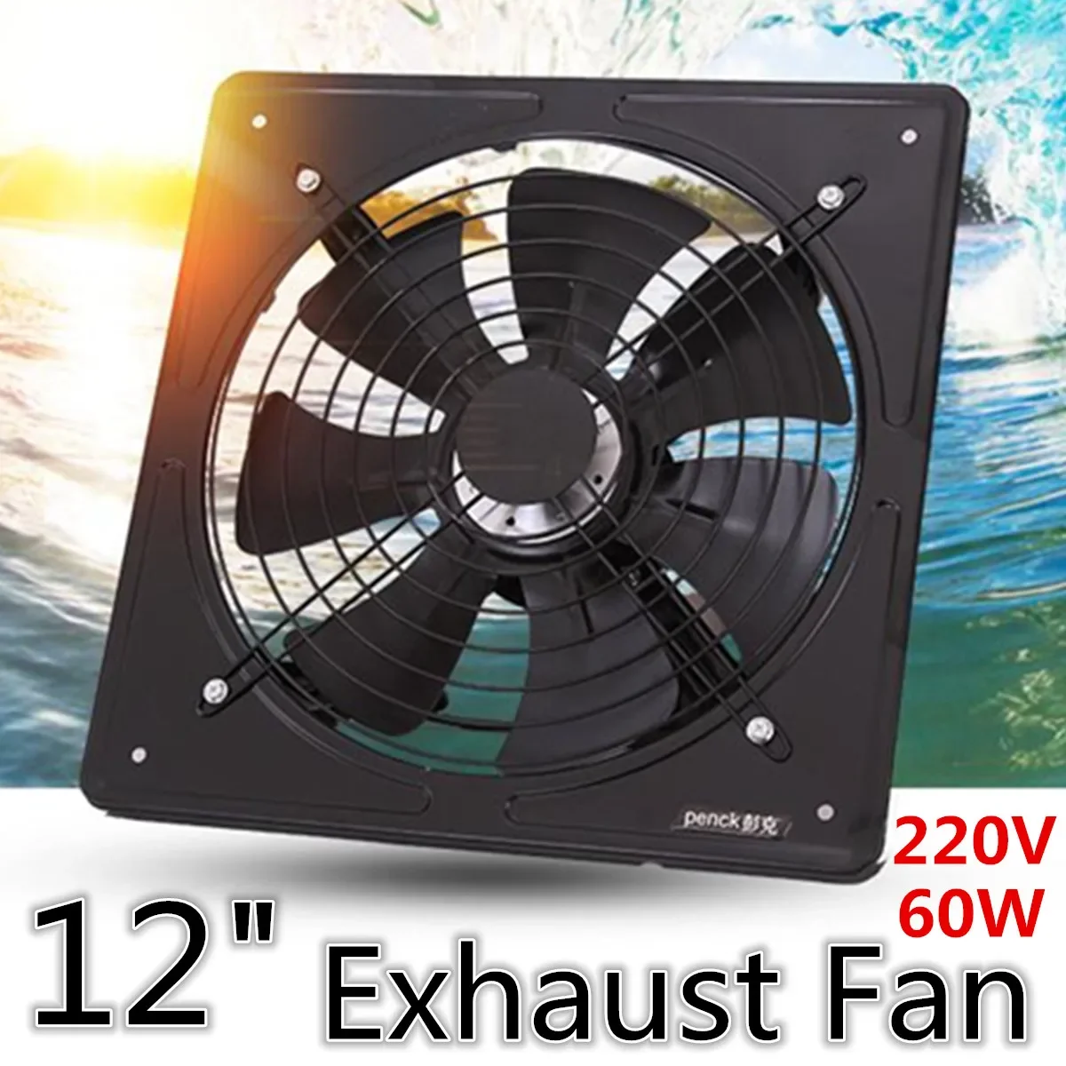 220V 12 inch Metal Exhaust Fan High Speed Air Extractor Window Ventilation Fan for Kitchen Ventilator Axial Industrial Wall Fan