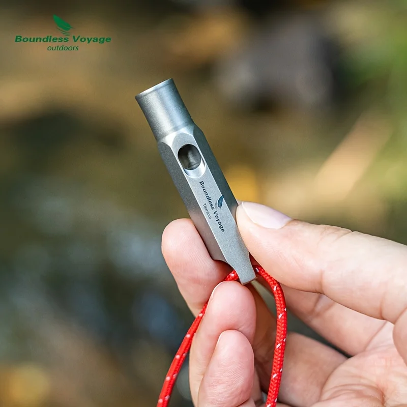 1 قطعة صفارة إنقاذ خارجية من التيتانيوم النقي-صوت عالٍ وواضح، صفارة إنقاذ للتخييم بدون حدود مع حبل قصير #3