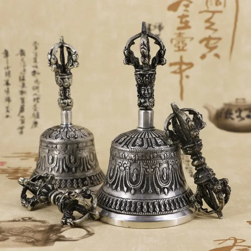 Nepalese Craftsmanship Tibetan Buddhist Meditation Bell and Dorje Set Five-stranded Diamond Bell Pestle Healing Spiritual Vajra