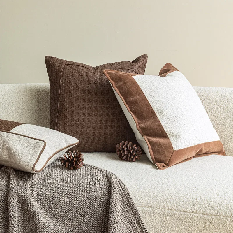 30X65/45X45/50X50CM Medieval Brown Throw Pillow Cover Retro Light Luxury Homestay Cushion Cover Decor Home Decorative Pillowcase