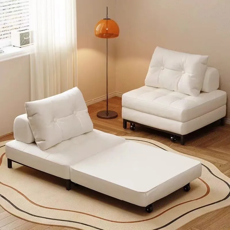Cream single sofa bed small apartment tatami apartment rental room square puff sofa retractable