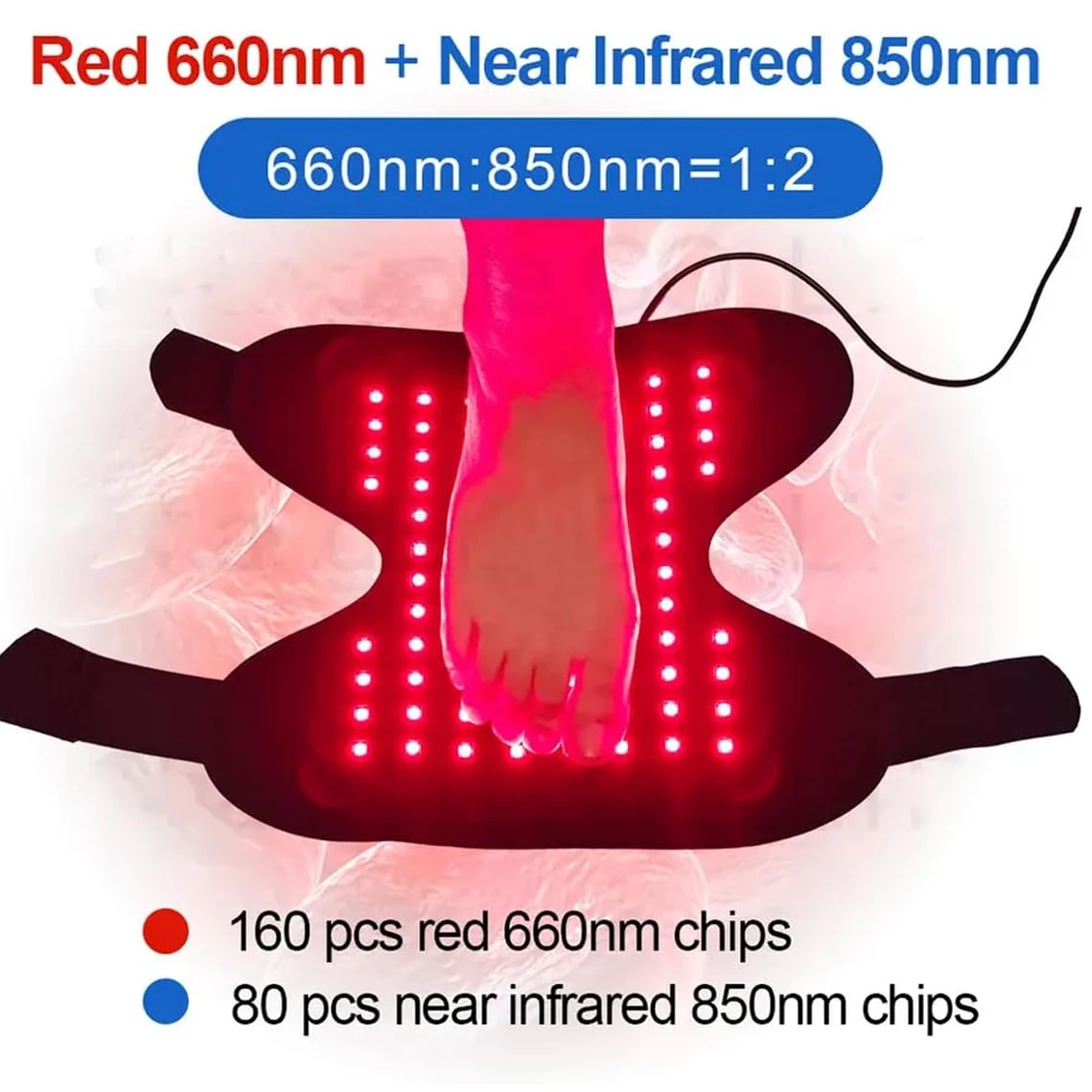 Infrared Red Light Therapy Knee Ankle Device for Joint Pain Therapy 660nm & 850nm Near Infrared Light Pulse Mode Foot Massager