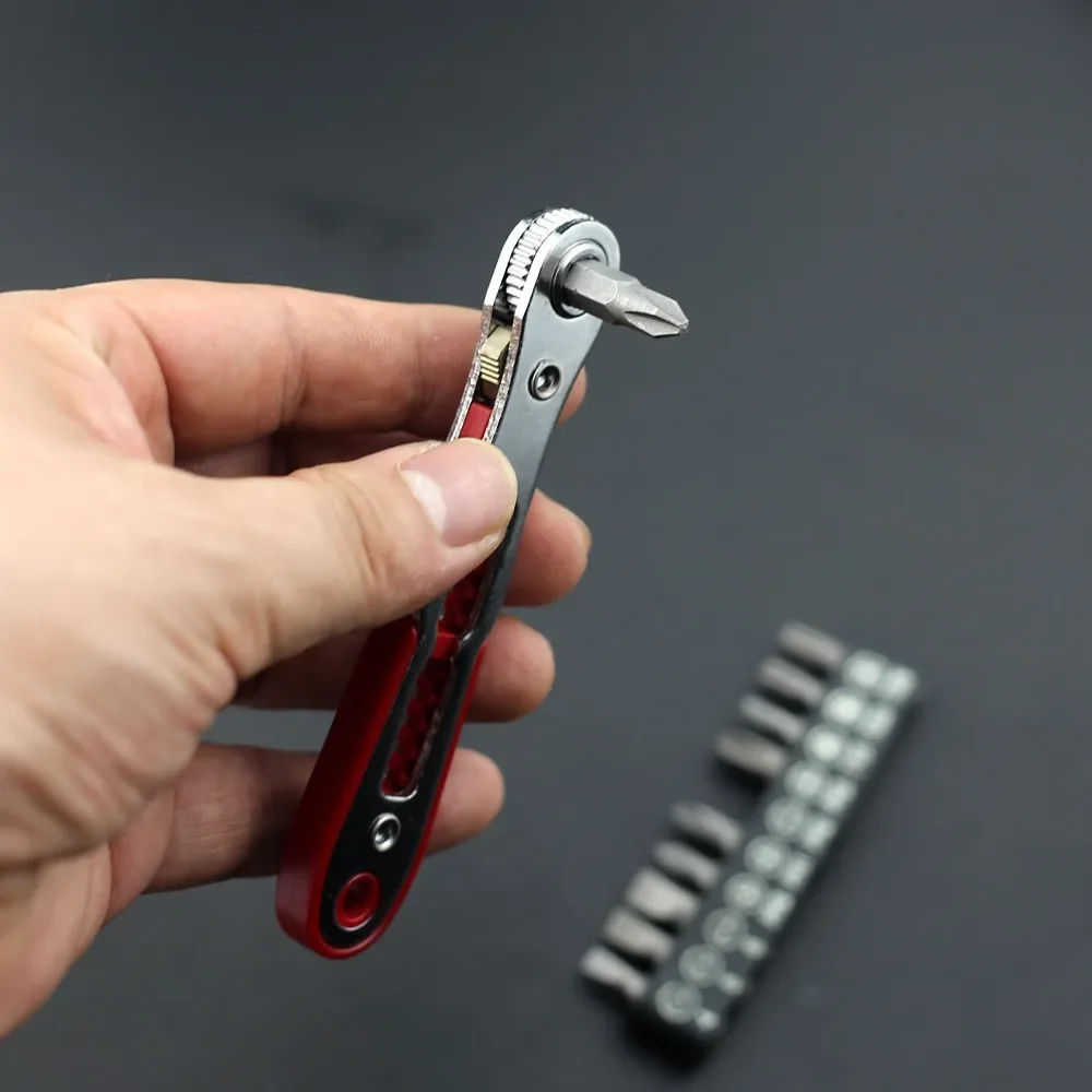 Rechtwinkliger Bidirektionaler Ratschenschraubendreher-Steckschlüsselsatz mit 1/4 Zoll Sechskantgriff, Torx-Schlitz, DIY Multifunktionales Handwerkzeug – Detail 4