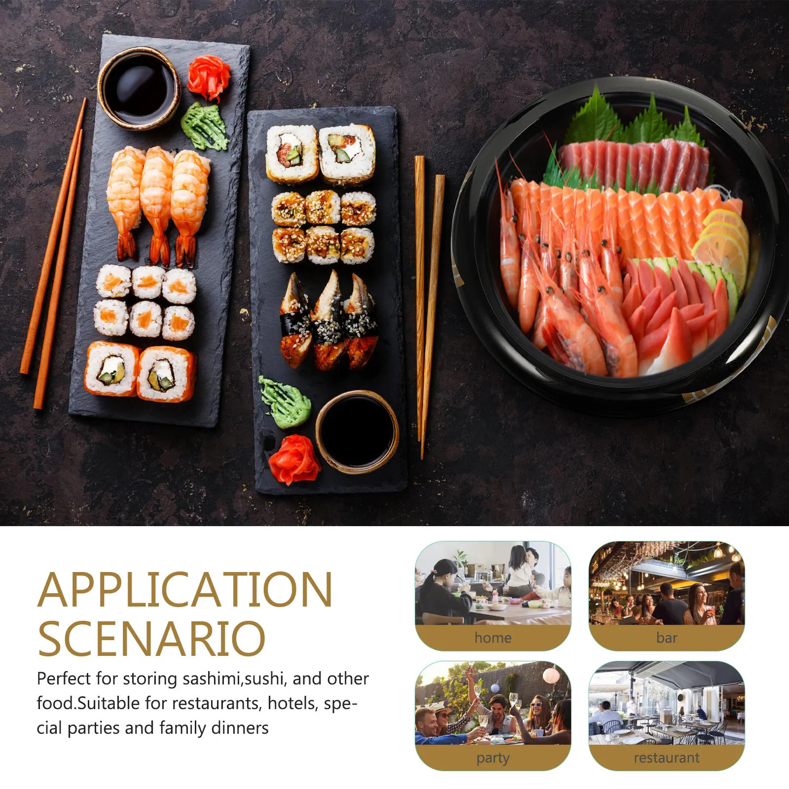 

Sushi Bucket Round Plate Daily Use Tray Reusable Plastic Small Size Food Display Decorative Kitchen Bar Accessories