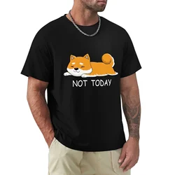 Funny Not Today Shiba Inu TShirts For Mens Short Sleeved Japanese Breed Dog Lover Tshirt Humor Cotton Tee Pet Owner T-shirt Tops