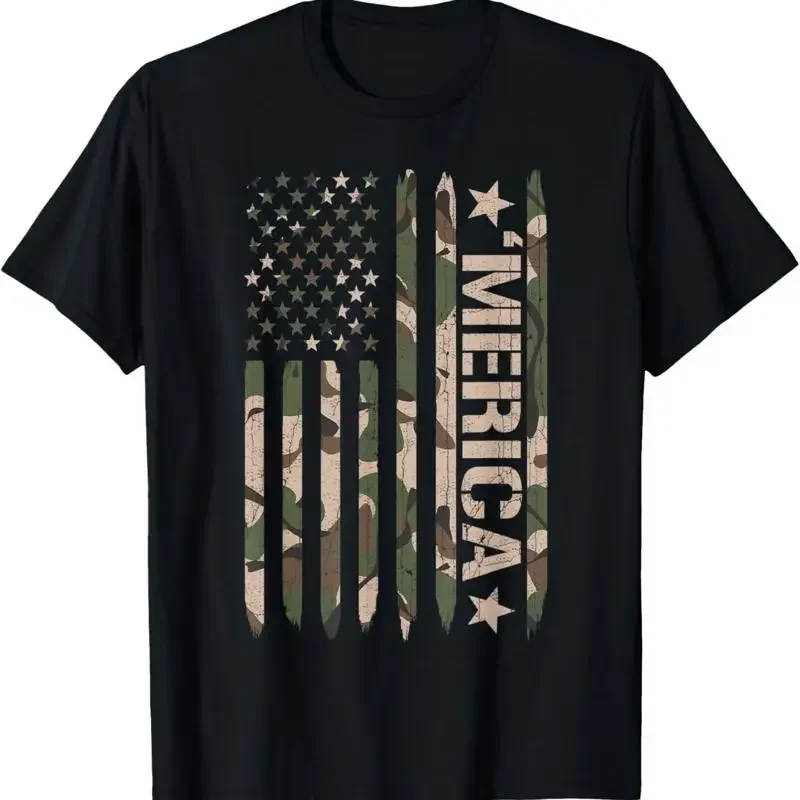 Merica Camo American Flag Camouflage Camoflauge T Shirt