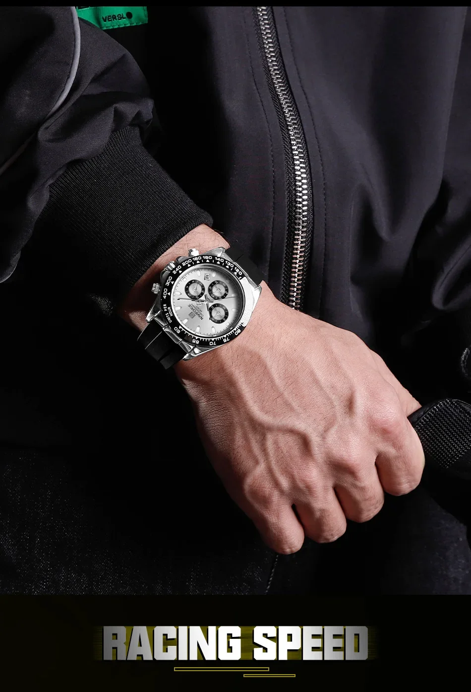 NAVIFORCE NF8054 Originaluhren für Herren, Silikonarmband, lässige Sport-Chronographen-Armbanduhr mit Leuchtfunktion – Detail 7