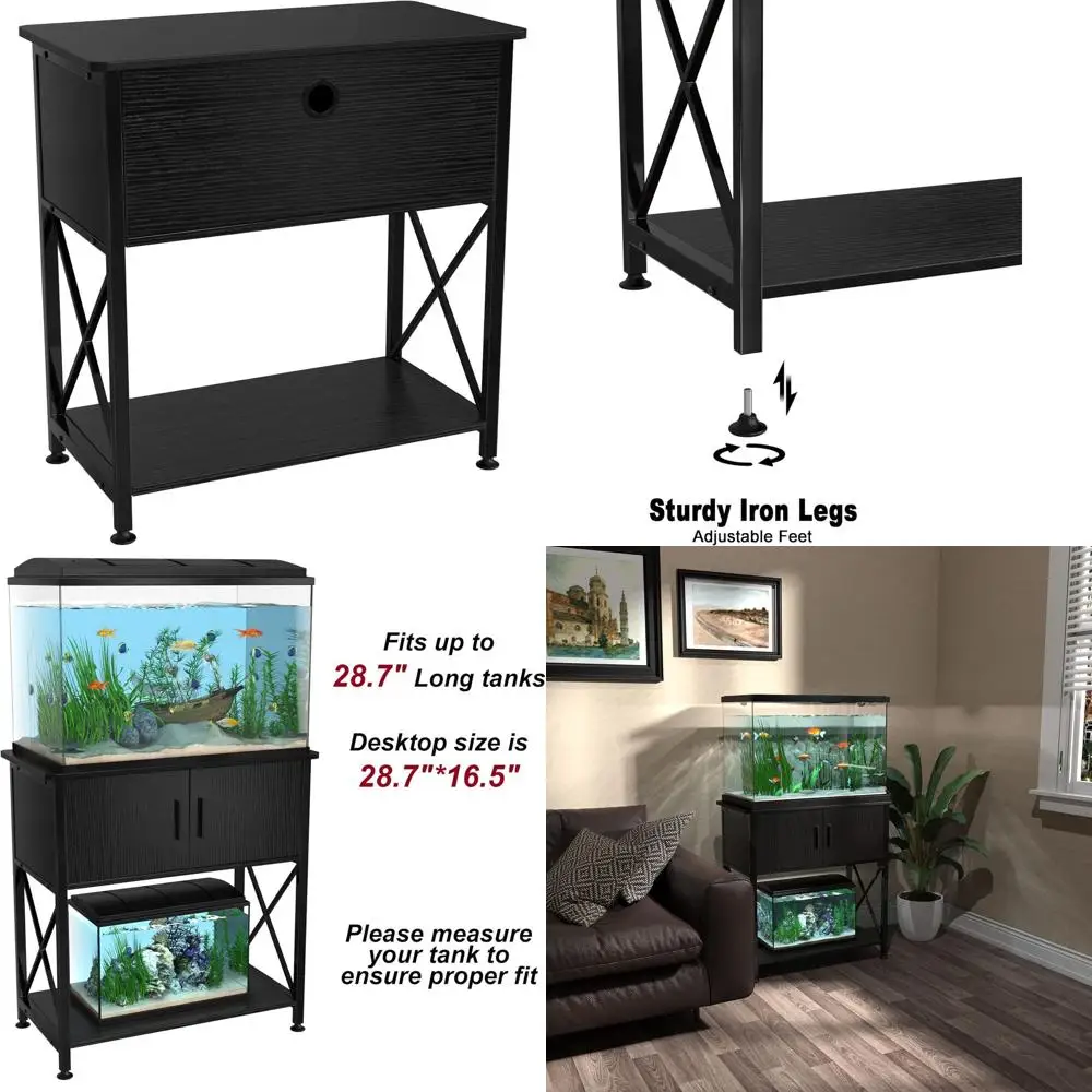 

Металлическая подставка для аквариума на 20 галлонов с тумбой для хранения, столешница 28,7 x 16,5 футов, выдерживает нагрузку до 330 фунтов, черная.