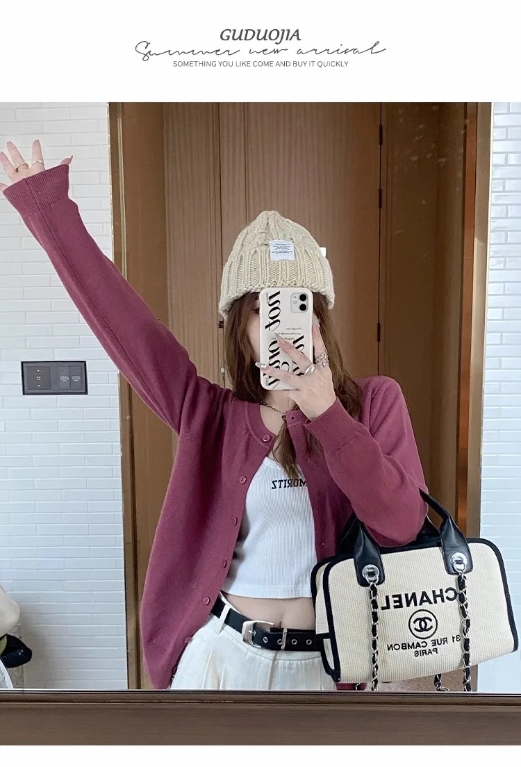 2026 Women Cardigans Sweater Casual Warm Spring Summer O-neck Long Sleeve Single Breasted Slim Fashion Korean Knitwears Tops