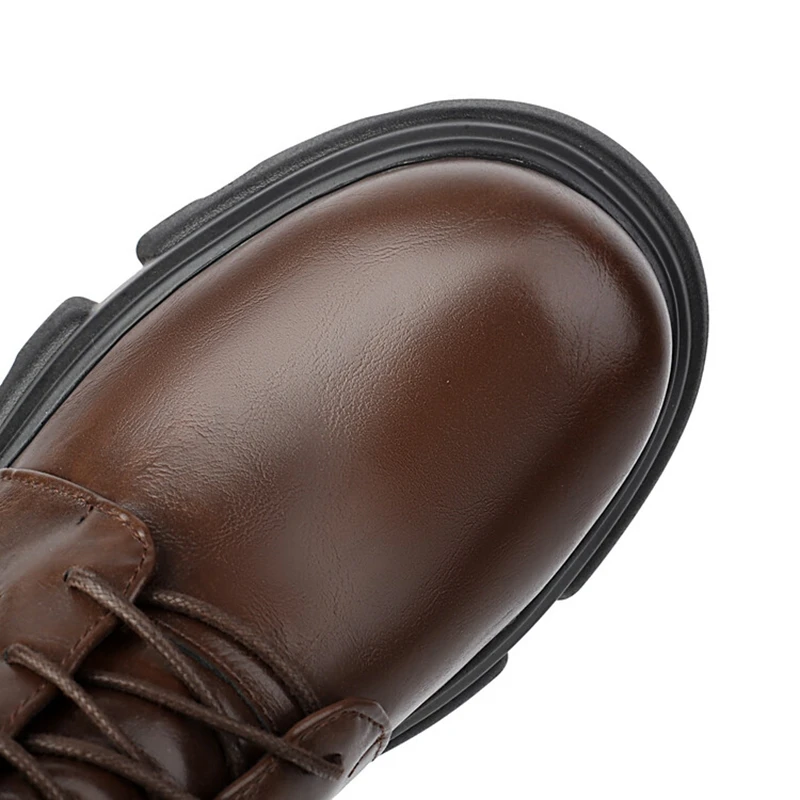 REAVE CAT 8cm Heel 5.5cm Platform Mortorcycle Boots Midcalf Autumn Strap Up Antislip Shoes Big Size 41 42 43 44