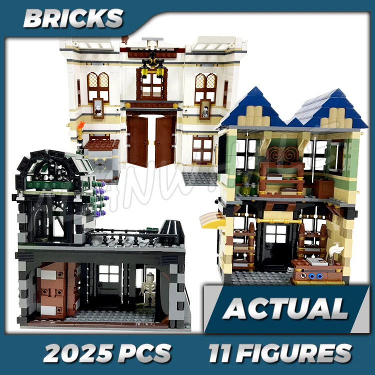 2025pcs Magical World of Wizards Alley Wand Shop Trading Street Vanishing Cabinet 16012 Building Kits Toy Compatible With Bricks