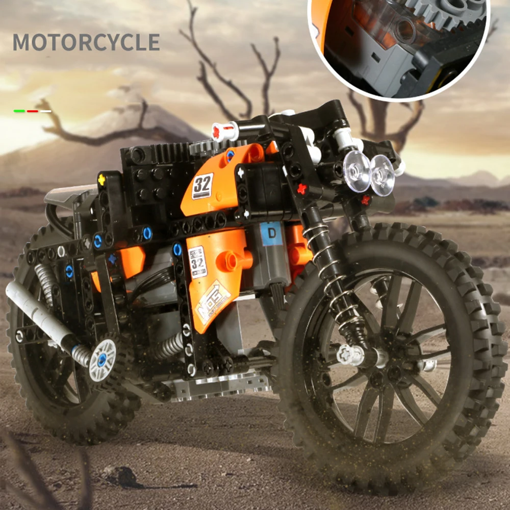 MOC Motorrad Serie Sport Fahrrad Modell Bausteine High Speed Fahrzeug Montage Pädagogisches Spielzeug für Kinder
