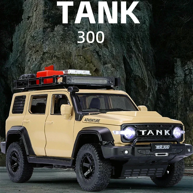 

Off-Road Modified Version 1:24 Tank 300 SUV Alloy Car Model Diecasts Metal Off-road Vehicles Car Model Sound Light Kids Toy Gift