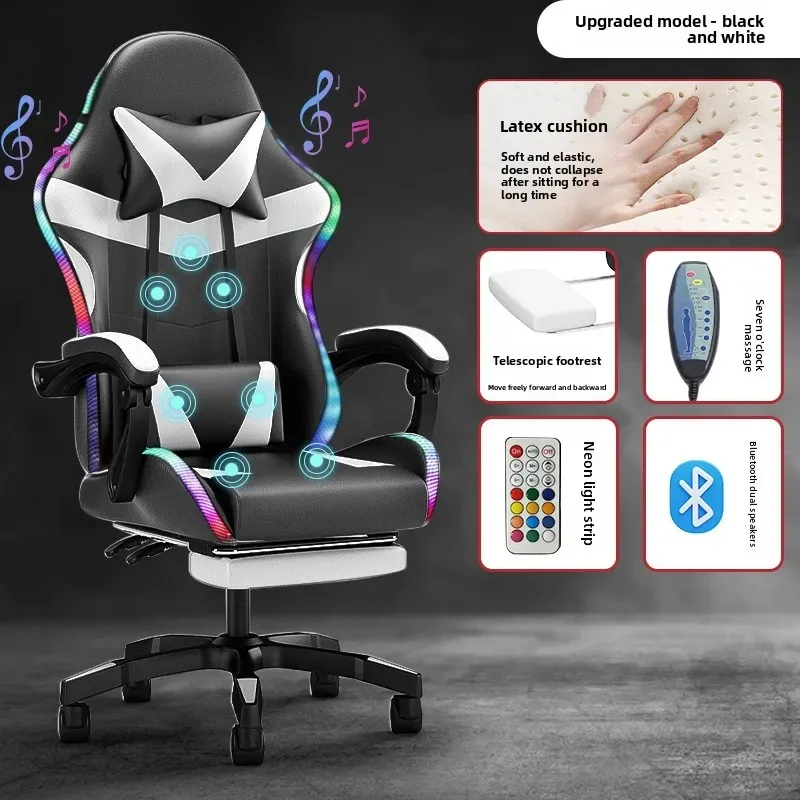 Lights Bluetooth Speaker LED Display Gaming Chair Anchor Chair Massage Chair Gaming Reclining Backrest Chair E-sports Chair view 2