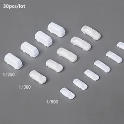 Scale 1:250-1:500  Miniature White Car/Bus Model ABS Toy Vehicle For Diy Making Sand Table Scene Materials Diorama Kits 30Pcs