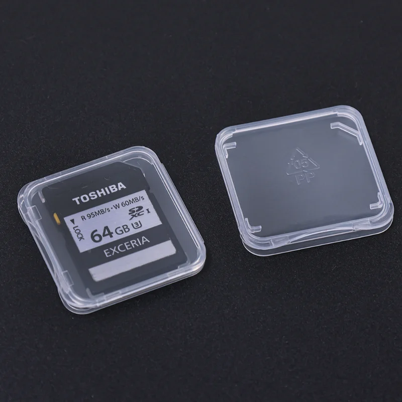 Caja transparente para tarjetas de memoria SD, caja de soporte para lector de tarjetas, cajas de almacenamiento para tarjetas Micro SD TF, funda protectora de plástico transparente