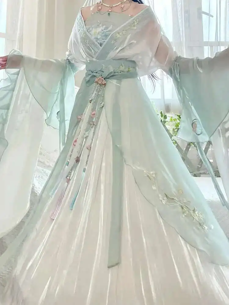 Wei Jin Southern And Northern Dynasties HanFu Big Sleeves Ru Qi Waist Ru Skirt Summer Women\'s Improved Hanfu