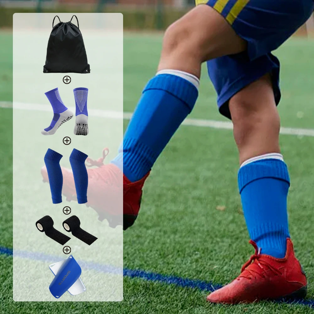 

5-Piece Set of Outdoor Sports Football Socks + Shin Guards + Shin Socks + Bandages + Storage Bag