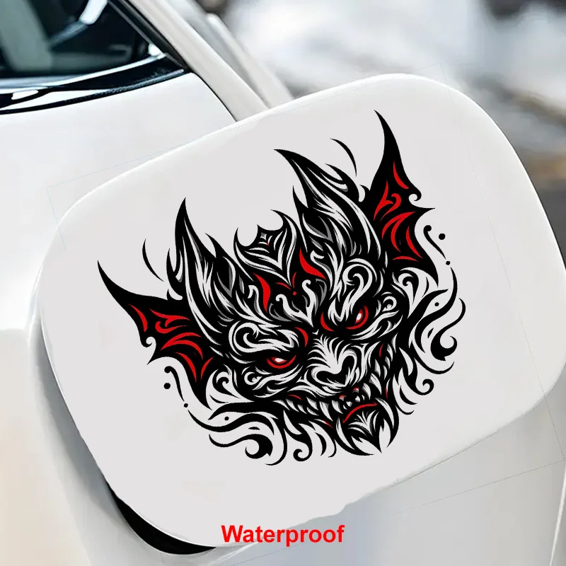 قطعة واحدة من ملصق رأس الشيطان على الطراز القبلي - فينيل عالي الجودة مقاوم للماء للسيارة والكمبيوتر المحمول والدراجات النارية - ديكور جريء قابل للإزالة