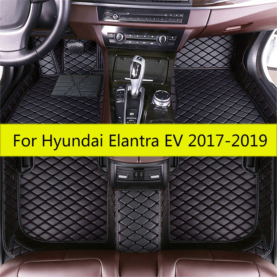 

Car Floor Mats For Hyundai Elantra EV 2019 2018 2017 Auto Leather Carpets Interior Custom Waterproof Anti Dirty Protect Products