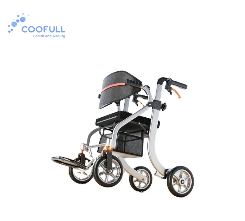 Coolfull 24V 6AH Rechargeable Four-wheel Walker, Foldable Medical Walking Frame  Suitable for Daily Care