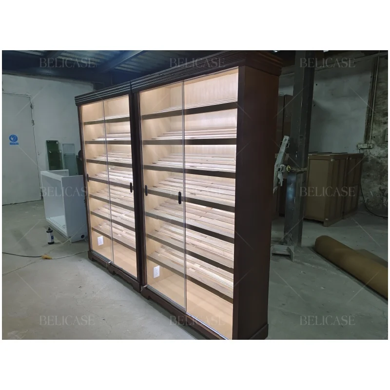 Custom.4000 Ct Große Kapazität Humidor Zigarren Doppeltür Luftbefeuchter Zigarre Vitrine Rauch Shop Display Zigarre Humidor Schrank