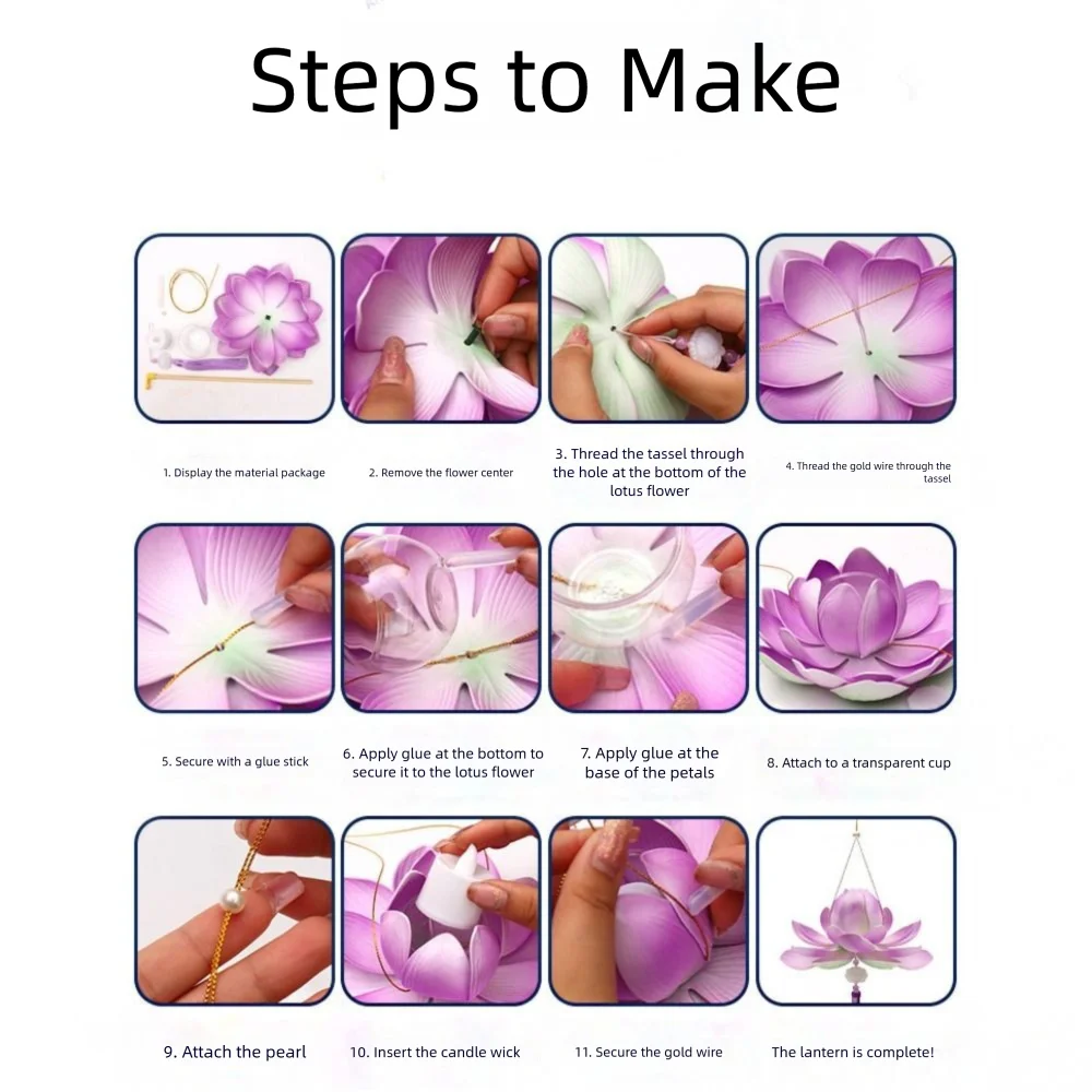 3D Middle Autumn Festival Lantern Lotus Flower Rabbit DIY Lantern Material Kit Hand Made PP Ancient Style Handheld Lantern