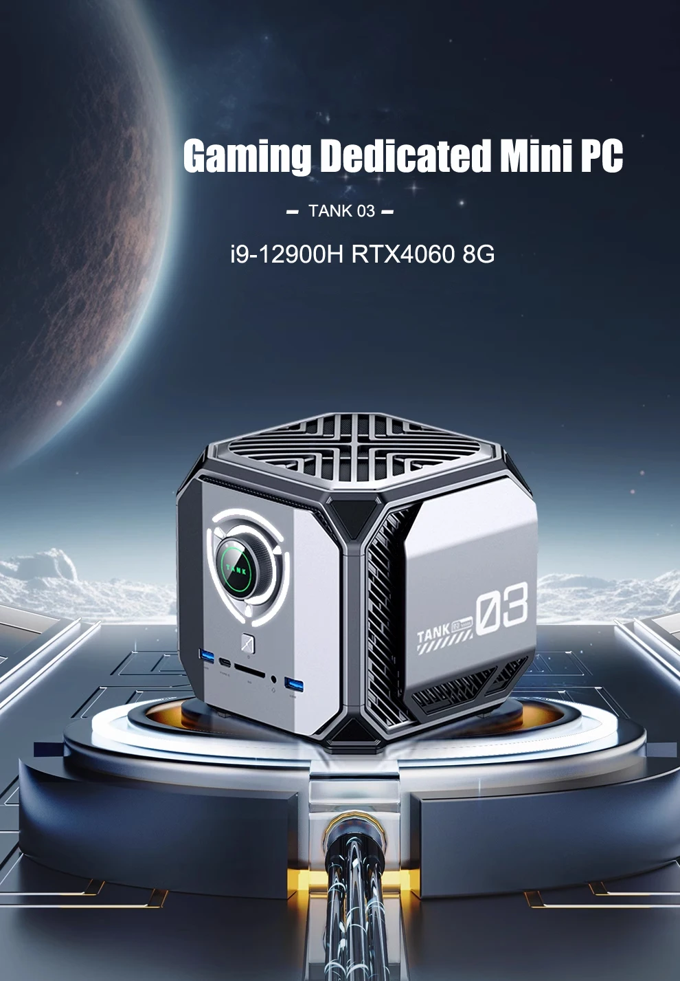 Dedicated Mini PC TANK Nvidia RTX4060 8G Intel Core I9 12900H Gamer Desktop Computer PCIE 4.0 Wifi 6 Bt5.0 4*Display Type-C