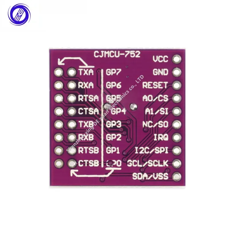 Interface de ônibus SC16IS752 I2C/SPI para placa de expansão do módulo de conversão UART de canal duplo