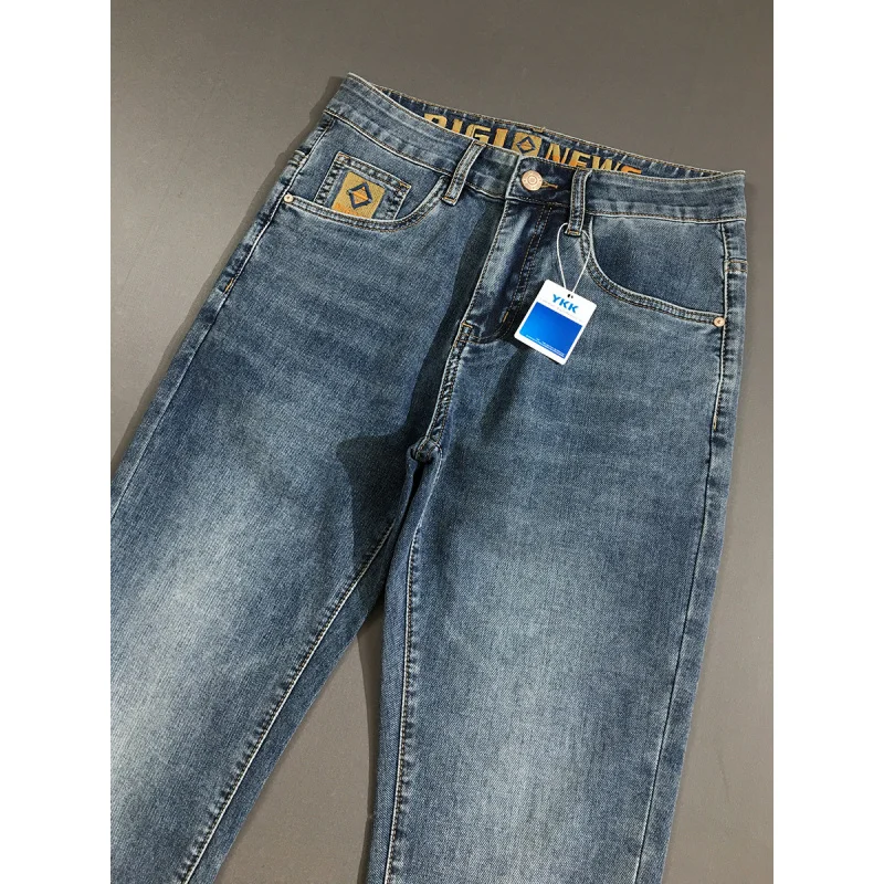 

High end printed cropped jeans for men, trendy, versatile, casual, soft, comfortable, spring and summer thin pants