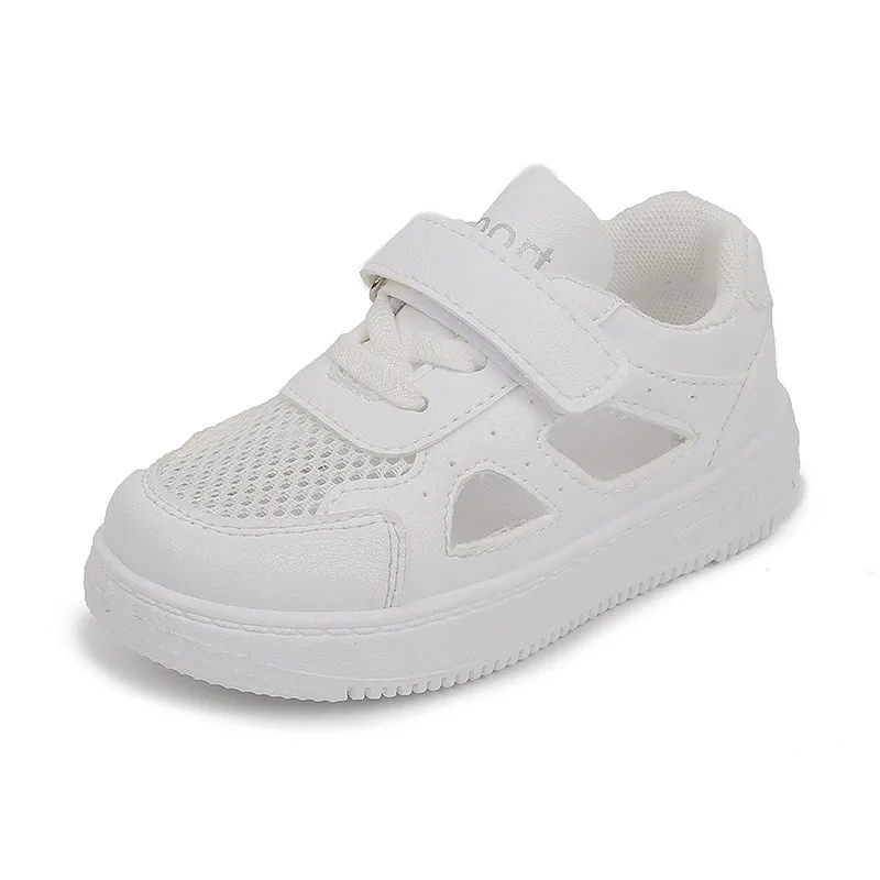 

Summer Children PVC Sneakers Small White Shoes Boys Girls Hollow-out Mesh Casual Shoes Kids Soft-soled Casual White Sports Shoes
