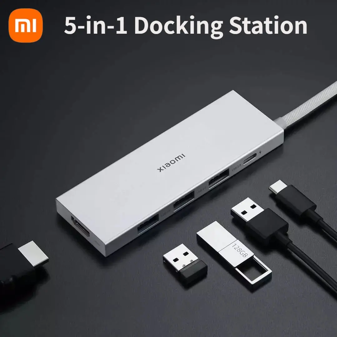 Original Xiaomi Type-C 5 in 1 Docking Station Port Extender USB3.0/Type-C/HDMI Multi-Function Support 4K UHD Transmission Tools