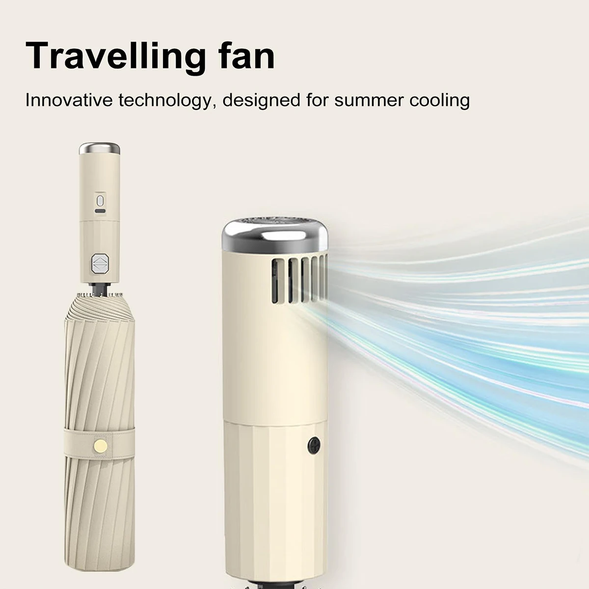 1pc Polyester Sun Protection Umbrella with Fan,3 in 1 Umbrella with Fan and Mister,USB Rechargeable Automatic Folding