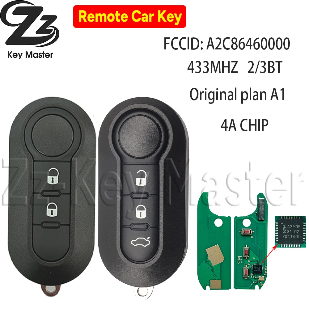 

Zz-KeyMaster Store PN A2C86460000 4A чип 433,92 МГц для Fiat STRADA MOBI UNO FIORINO E MAIS 2/3 кнопочные автомобильные ключи
