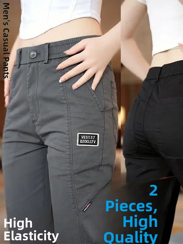 

Весенне-осенние мужские повседневные брюки слим-фит, эластичные, прямого кроя, спортивные, свободные, длинные, модные, молодежные