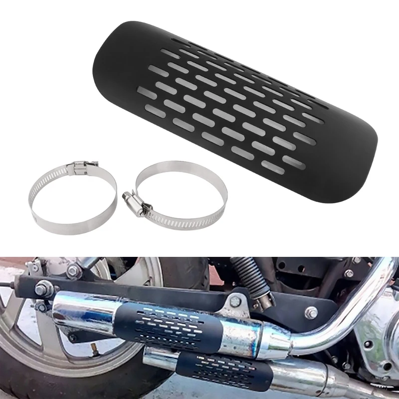 Black Universal Motorcycle Pipe Heat Shield Cover Protector Exhaust Muffler Guard Accessories For Harley Honda Yamaha Custom
