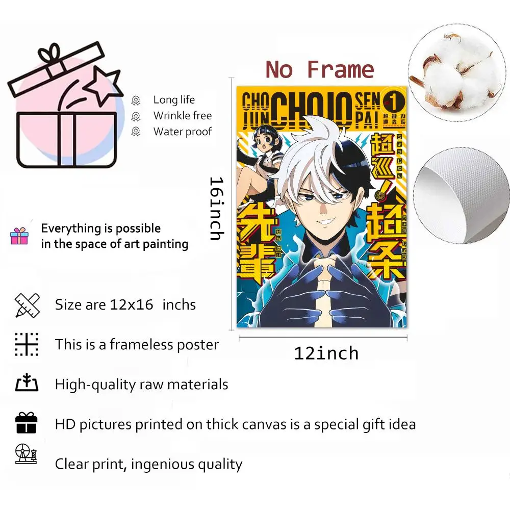 Manga Gag Comedy Super Psychic Policeman Chojo Painting Calligraphy Canvas Print Wall Mural for Living Room Home Decor & Gifts