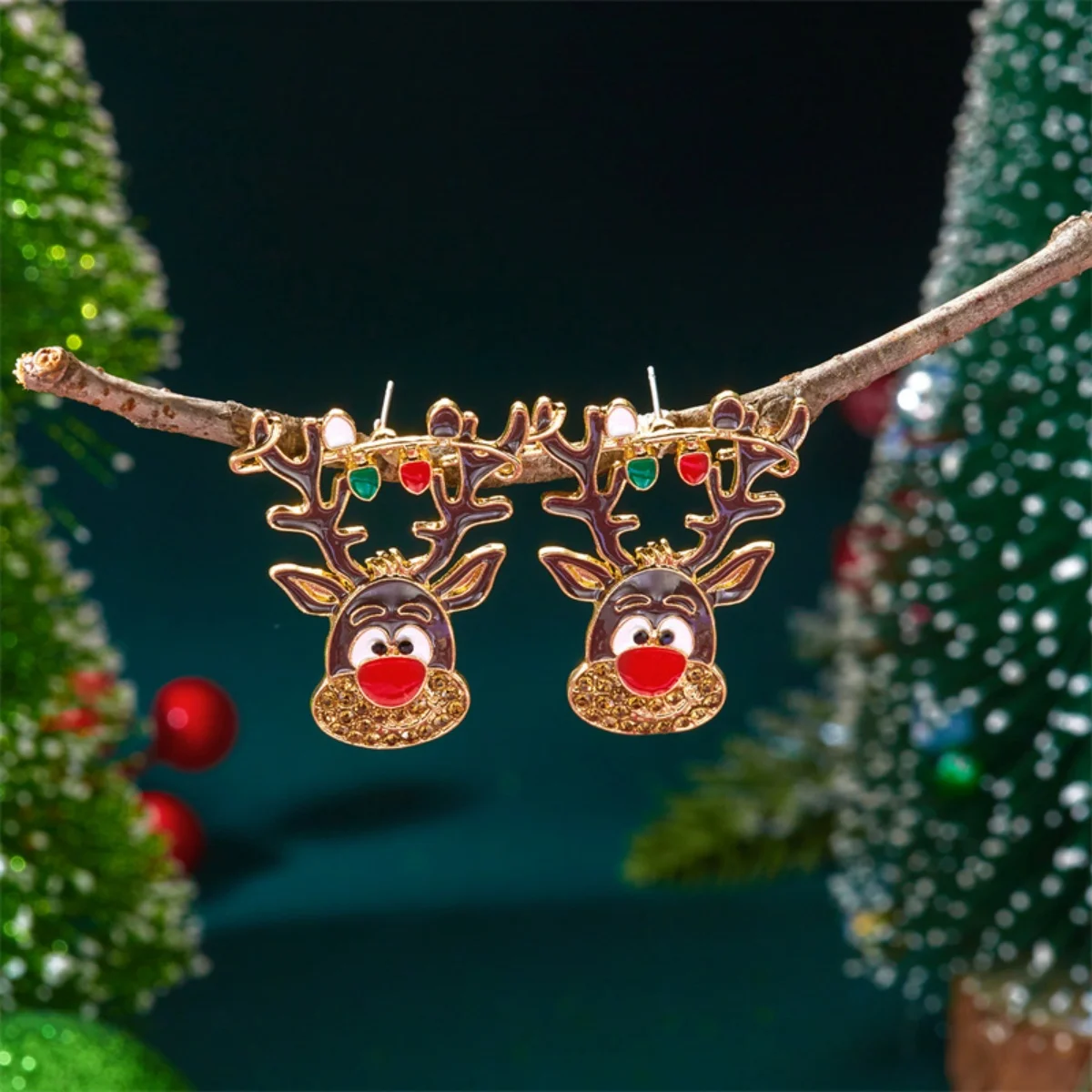 Kreative Urlaub Ohrringe Emaille Glühbirne String Cartoon Nette Rentier Tier Tropfen Baumeln Ohrring Weihnachten Schmuck Für Frauen Männer