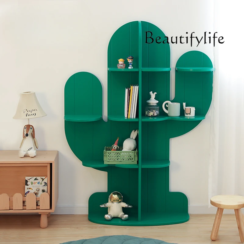 Creative Display Floor Solid Wood Storage Rack Cactus Picture Book Rack