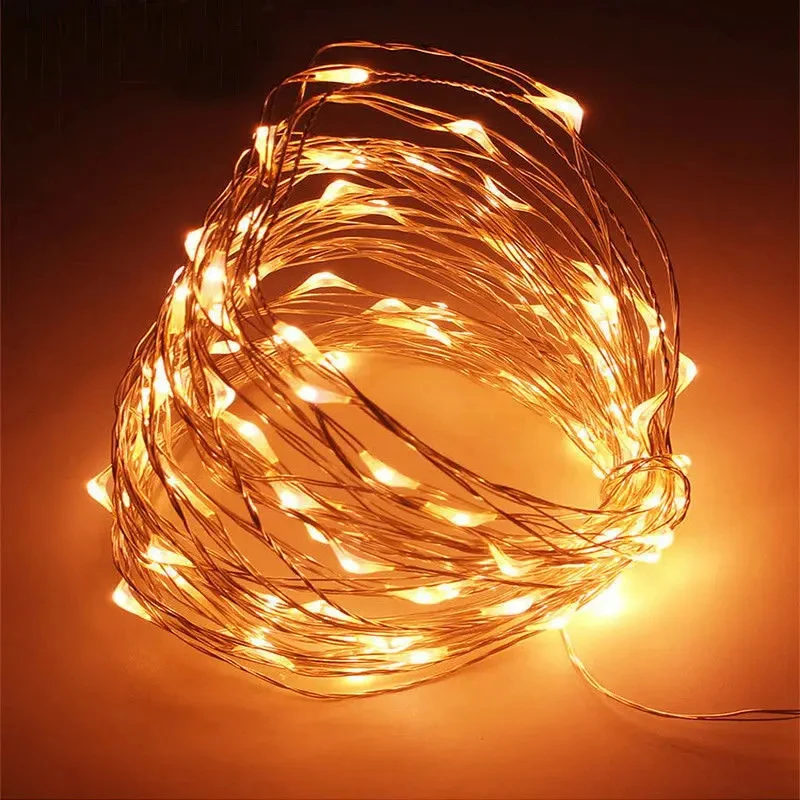 1Pack Fairy Light String Led Koperdraad String Light 1/2/3/5/10M Batterij Aangedreven Voor Slaapkamer Tuin Party Bruiloft Decoratie