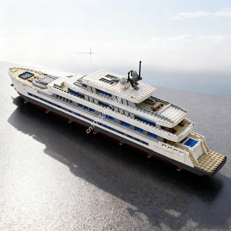 

16189pcs MOC Large Luxury Yacht WHITE Version Boated Model toy Building blocks Assemble DIY idea Education Christmas gift Kids