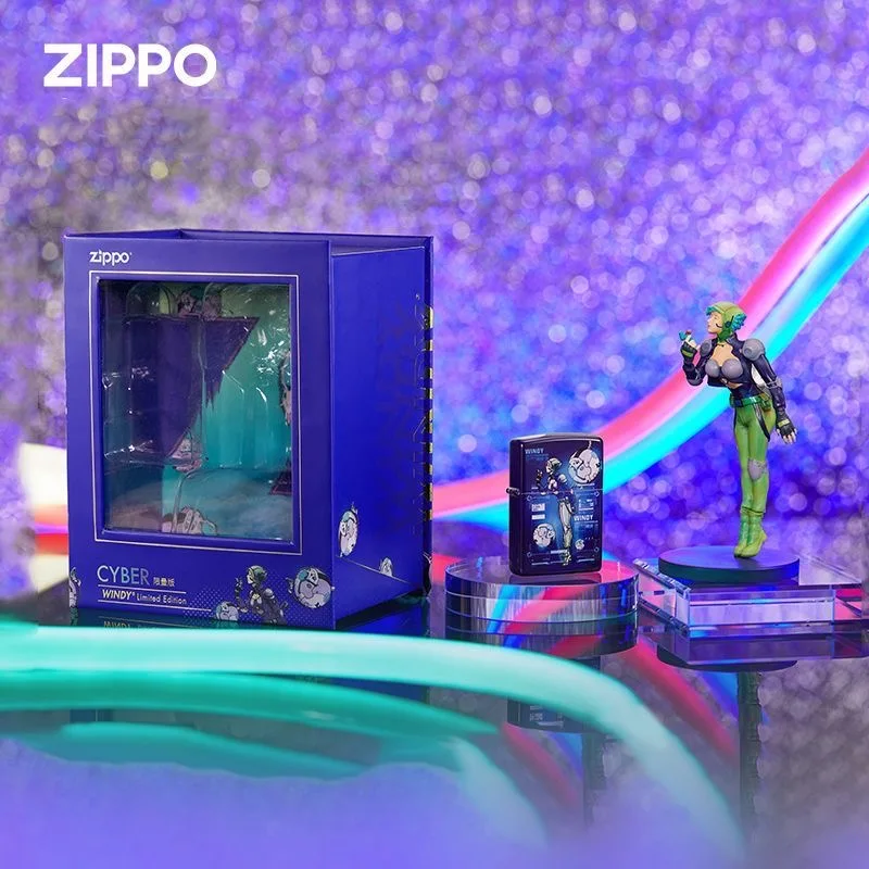 Zippo Cyber Windy Girl Design mit Figur, winddichte Sammlung in Box